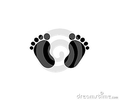 Black silhouette of baby footprints isolated on white background Vector Illustration