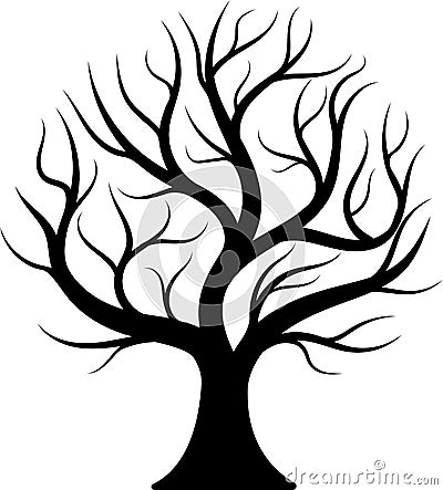 Black silhouette bare tree Vector Illustration