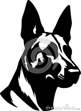 Belgian Malinois Black Silhouette Generative Ai Vector Illustration