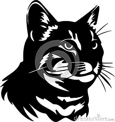 Black-footed Cat Black Silhouette Generative Ai Vector Illustration