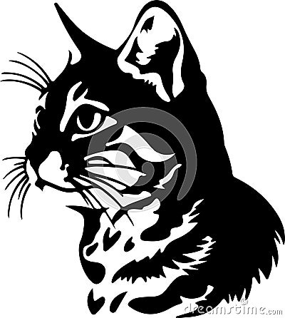 Black-footed Cat Black Silhouette Generative Ai Vector Illustration