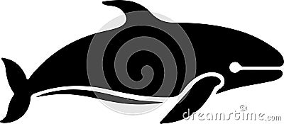 bowhead whale Black Silhouette Generative Ai Vector Illustration