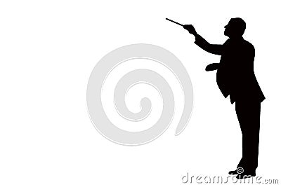 Black silhouette of a classical music conductor isolated on a white background Stock Photo