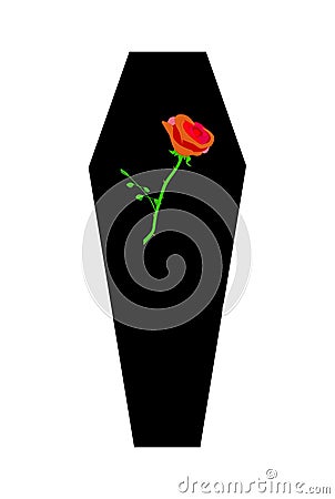 Red Rose Coffin Vector Illustration