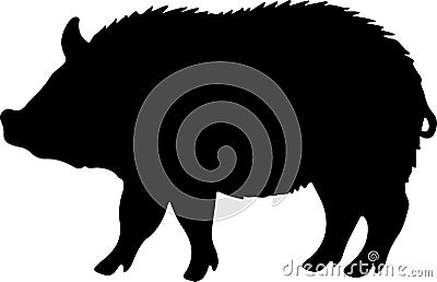 collared peccary Black Silhouette Generative Ai Vector Illustration