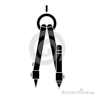 Black silhouette compass with pencil Vector Illustration