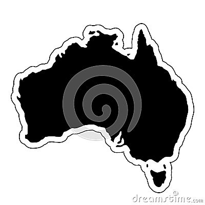 Black silhouette of the country Australia with the contour line Cartoon Illustration