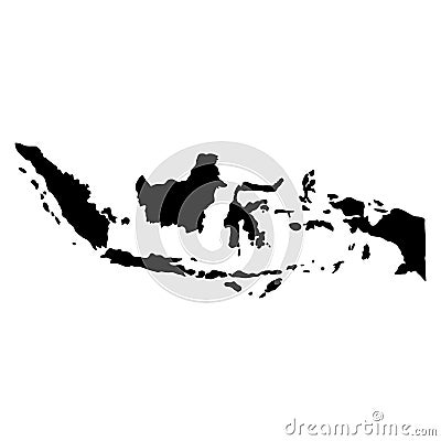 black silhouette country borders map of Indonesia on white background of vector illustration Cartoon Illustration