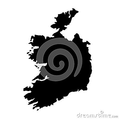 black silhouette country borders map of Ireland on white background of vector illustration Cartoon Illustration