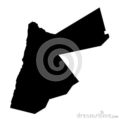 black silhouette country borders map of Jordan on white background of vector illustration Cartoon Illustration