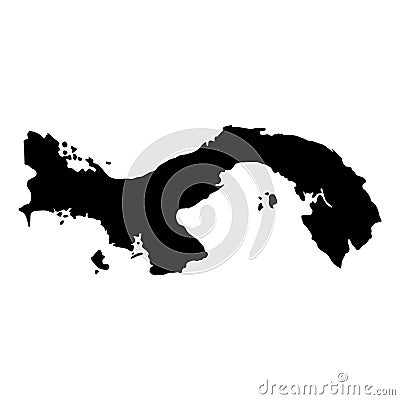 black silhouette country borders map of Panama on white background of vector illustration Cartoon Illustration