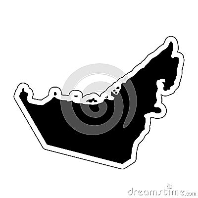 Black silhouette of the country United Arab Emirates with the co Cartoon Illustration