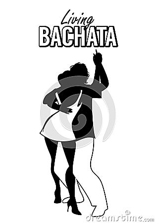 Black silhouette of a couple dancing bachata Stock Photo