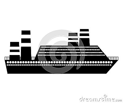 black silhouette cruise ship icon Cartoon Illustration