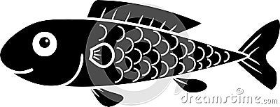 Black silhouette of cute cartoon fish Stock Photo