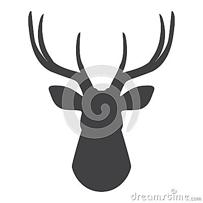 Black silhouette of deer`s head on a white background. Vector illustration Cartoon Illustration