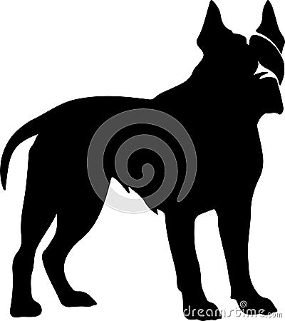 Dogo Argentino Black Silhouette Generative Ai Vector Illustration