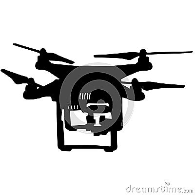 Black silhouette drone quadrocopter, vector illustration Vector Illustration