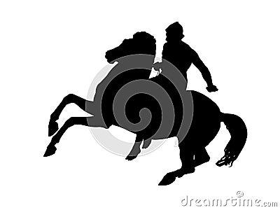 Black silhouette of a equestrian statue Stock Photo