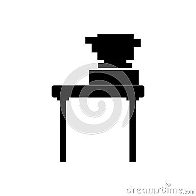 Black silhouette equipment topography on desk Vector Illustration