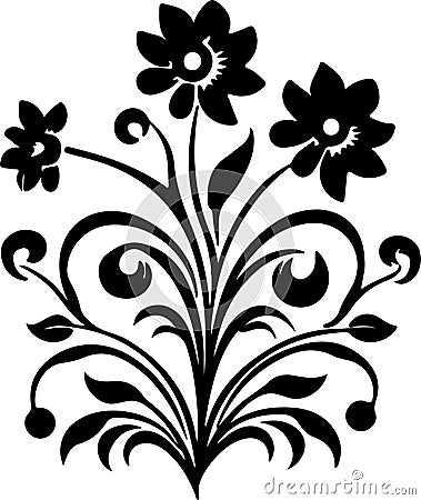 floret Black Silhouette Generative Ai Vector Illustration
