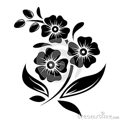 Black silhouette of flowers. Vector illustration. Vector Illustration