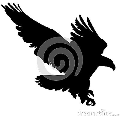 Black Silhouette Flying Golden Eagle vector Vector Illustration
