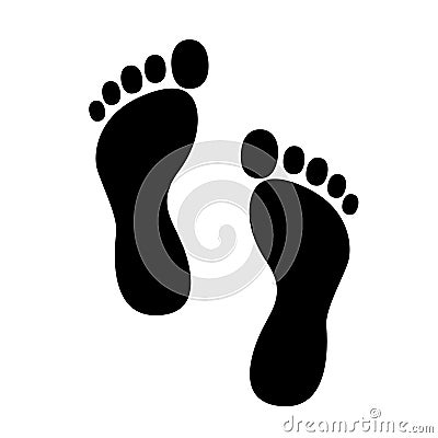 Black silhouette of footprint. Human footprint track. Footprint Vector Illustration