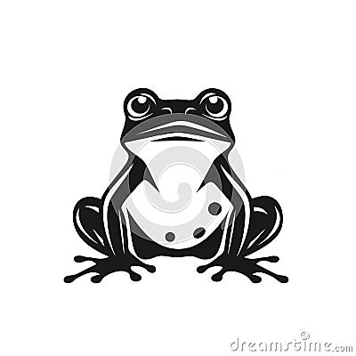 Black silhouette of a frog, toad on white background Vector Illustration