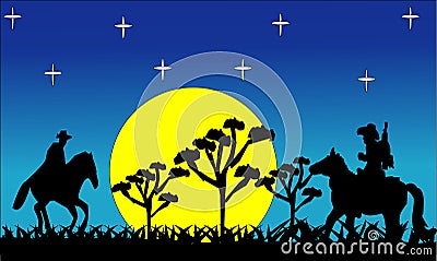 Black silhouette of giraffe on the savannah. Animals of Africa. African landscape. Panorama of wild nature. Vector illustration.S Vector Illustration