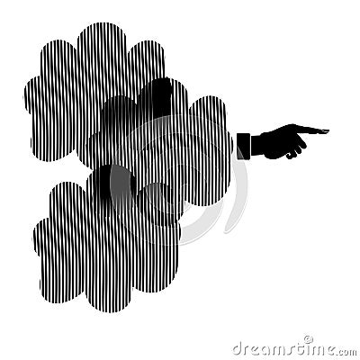 Black silhouette of a hand with a pointing finger. Stock Photo
