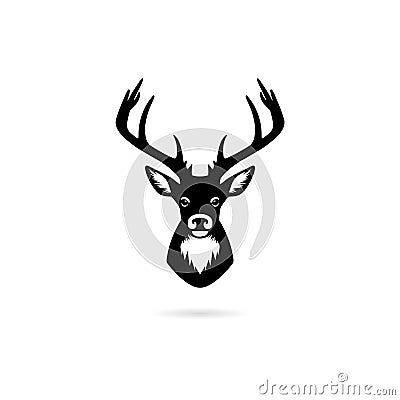 Black Silhouette head deer, Deer head icon or logo Vector Illustration