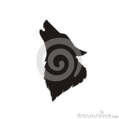 Black silhouette of a wolf`s head Vector Illustration