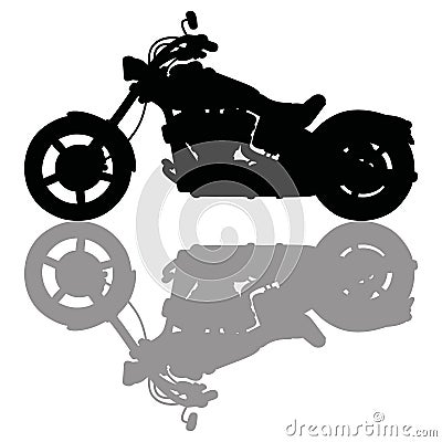 Black silhouette of heavy motorcycle Vector Illustration