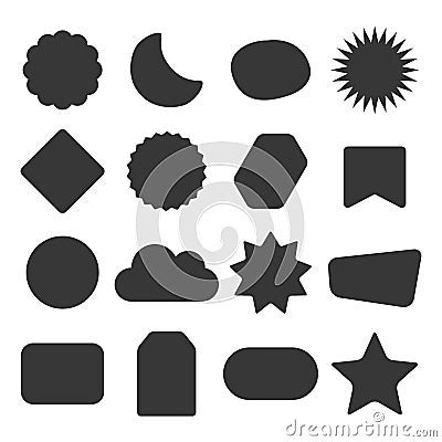 Black silhouette and isolated kids different shapes empty labels icons set design elements set on white Vector Illustration