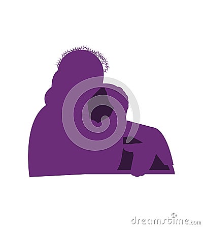 Jesus christ consoling a little girl icon on white background Vector Illustration