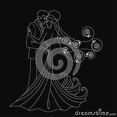 Black silhouette, kissing Vector Illustration