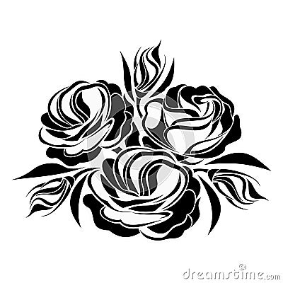 Black silhouette of lisianthus flowers. Vector Illustration