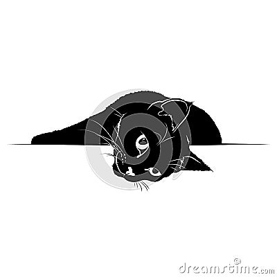 Black silhouette lying cat Vector Illustration