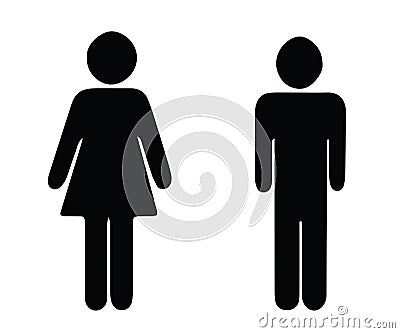 Black silhouette man and woman vector - wc toilet icons Vector Illustration