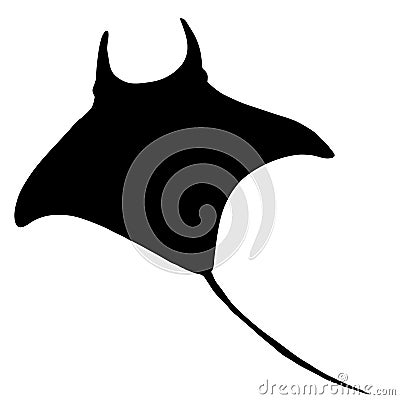 Black Silhouette Manta Ray Numb-fish Vector Vector Illustration