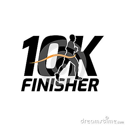 Black silhouette marathon run event finisher logo template with running people illustration, 21K marathon Vector Illustration