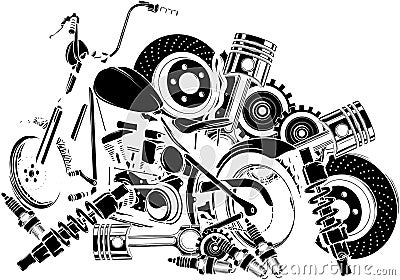 black silhouette of motorbike with Spares design Vector Illustration