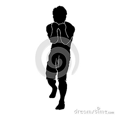 black silhouette muaythai combat vector Vector Illustration