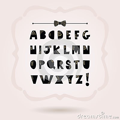 Black silhouette paper cut alphabets with capital letters set Vector Illustration