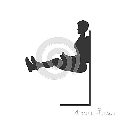 Black silhouette of push up girl. Press exercise. Outdoor fitness. Young active women. Isolated workout image Vector Illustration