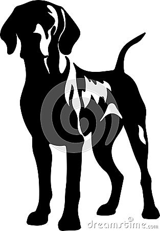 Redbone Coonhound Black Silhouette Generative Ai Vector Illustration