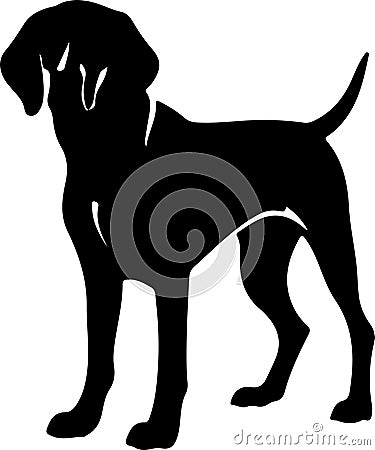 Redbone Coonhound Black Silhouette Generative Ai Vector Illustration