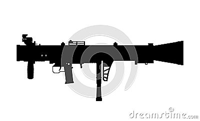 Black silhouette of rocket launcher on white background. Weapon of USA army. Isolated image of grenade gun Vector Illustration