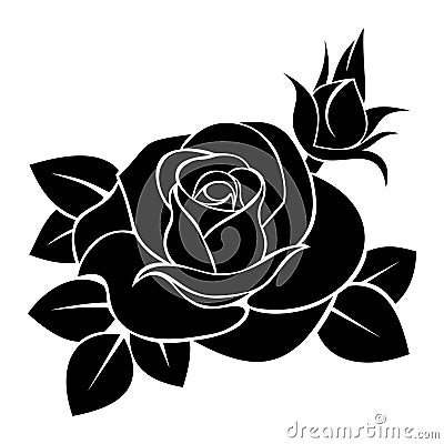 Black silhouette of rose. Vector illustration. Vector Illustration